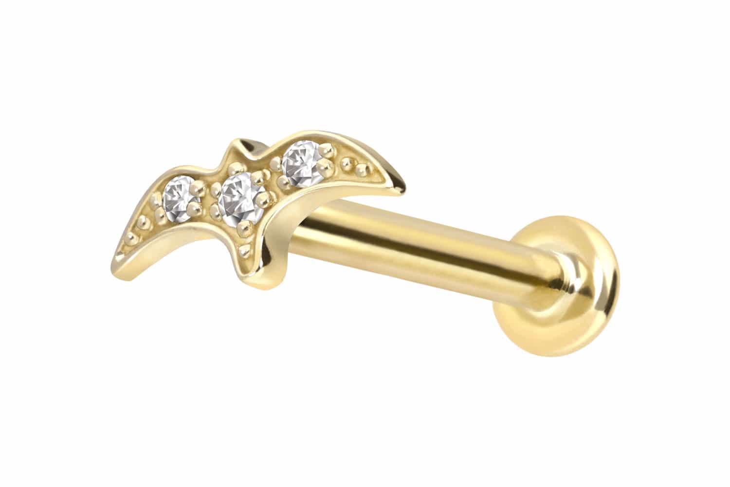 14 Karat Gold Labret Piercing mit Innengewinde MOISSANIT-SCHWALBE